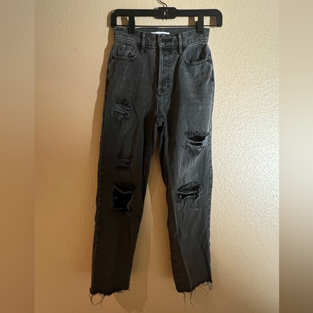 Pacsun Black Distressed Straight Jeans